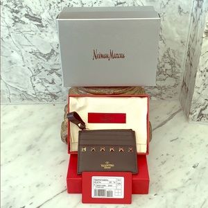 Valentino Garavani Rockstud Leather Card Case